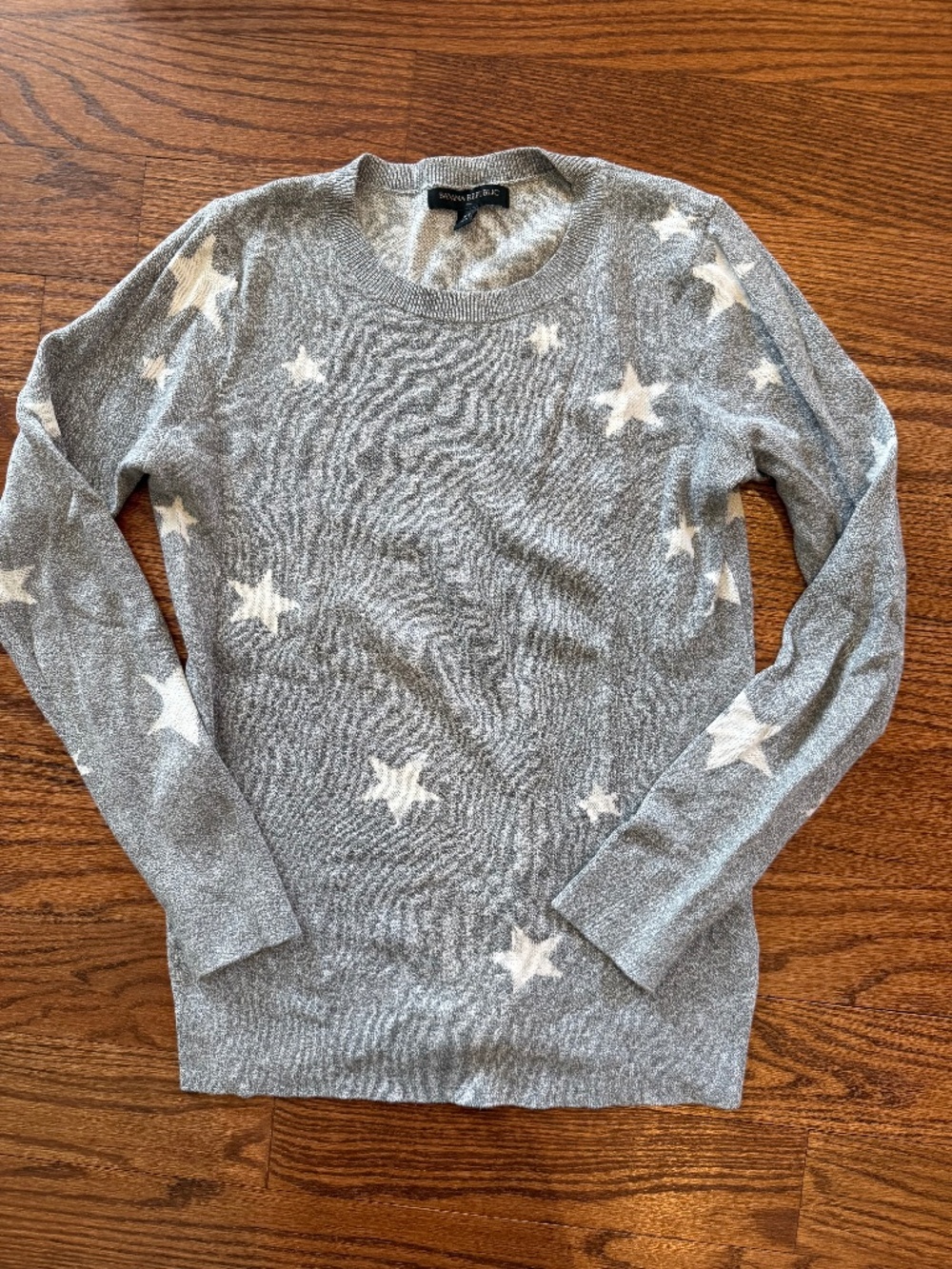 Banana Republic Gray Star Sweater XS | Crewneck Soft Knit Pullover Casual Chic